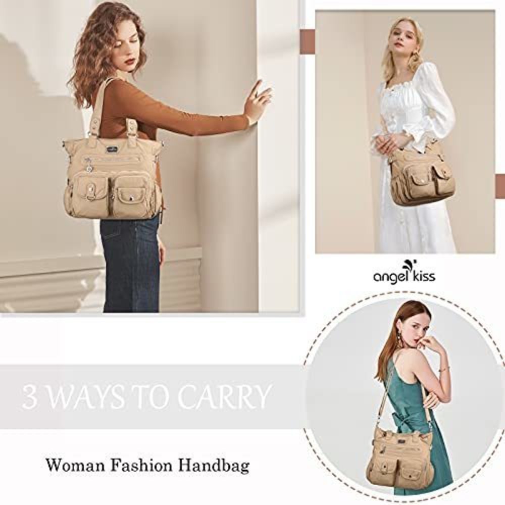 Soft PU Leather Handbag – Hobo, Satchel, Tote & Crossbody Travel in Beige - Picture 7 of 7
